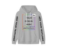 PRFELMG Custom Hoodies for Men Women Unisex, Personalised Soft Sweatshirt with Your Text Picture Logo Images Name, Light Gray