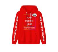 PRFELMG Unisex Custom Hoodies, Personalised Soft Sweatshirt with Your Text Picture Logo Images Name, Couple Hoodies Red