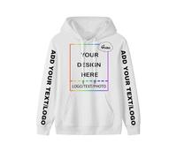 PRFELMG Unisex Custom Hoodies, Personalised Soft Sweatshirt with Your Text Picture Logo Images Name, Couple Hoodies White