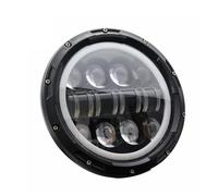 PRFGSGVBV Car Headlight Assembly For Lada For Niva For VAZ 2101 4x4 7" 7Inch LED DRL H4 Halo Headlights Headlamps With Ring Amber Turn Signal(80W Headlight Black1)