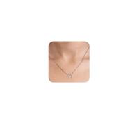 prgislew 14K Gold Silver Bow Necklace for Women - Bow Necklace 14K Dainty Gold Plated Necklace Cute Small Tiny Bow Pendant Choker Chain Necklace Trendy Necklaces for Women Gold Jewelry Gift, Silver