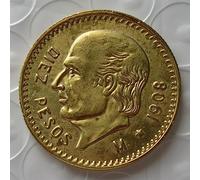 PrIari Mexico 10P gold coin 1905-1959 Copy gold plated Commemorative coin coin, 1908