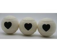 PRICE 1 x 3 Heart Motif Tennis Balls in a Tube (White)