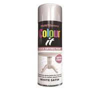 PRICE BEATER Colour It White Satin Spray Paint, Quick-Drying Multi-Surface Aerosol for Furniture, Metal, Wood, Plastic & Glass, Smooth Satin Finish, 250ml (1 Pcs)
