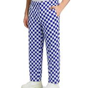 PRICE BEATER Professional Chef Trouser Kitchen Uniforms for Unisex-Adult Classic Poly Cotton, Elasticated Waistband, Ideal for Daily use (UK, Alpha, XS, Regular, Regular, Blue & White)