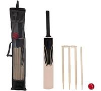 PRICE BEATER Size 3 Wooden Cricket Set for Kids, Lightweight Cricket Bat with Rubber Grip, 4-Piece Wicket Set & Ball Durable, Portable Outdoor Cricket Game for Boys, Girls & Beginners.