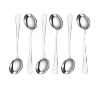 PRICE BEATER Stainless Steel Soup Spoons, Durable High-Grade Silverware for Kitchen & Dining, Elegant Large Spoons for Soup, Curry, Stew & Everyday Meals, Dishwasher-Safe Cutlery, (Set of 6)