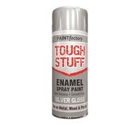 PRICE BEATER Tough Stuff Enamel Spray Paint Silver Gloss, Extremely Hard-Wearing, Impact & Scratch Resistant Spray, Wood & Plastic, Automotive, Engineering & Home Use, 400ml (1 Pcs)