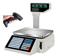 Price Computing Scale with Thermal Printer, Double Display, Label Printing, for Retail Store, Supermarket, Butcher Shop (200x300mm Platform)