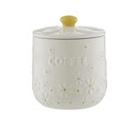 Price & Kensington Daisy Coffee Storage Jar | 700ml Airtight Ceramic Canister | Embossed Daisy 3D Lid with Hand-Painted Yellow Handle | Cream Glaze | Kitchen Storage Container