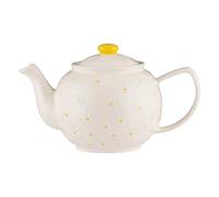Price & Kensington Daisy Pattern Teapot, 1100ml, White with Yellow Accents, 6 Cup Capacity