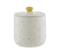 Price & Kensington Daisy Sugar Storage Jar | 700ml Airtight Ceramic Canister | Embossed Daisy 3D Lid with Hand-Painted Yellow Handle | Cream Glaze | Kitchen Storage Container