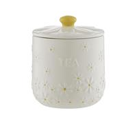 Price & Kensington Daisy Tea Storage Jar | 700ml Airtight Ceramic Canister | Embossed Daisy 3D Lid with Hand-Painted Yellow Handle | Cream Glaze | Kitchen Storage Container