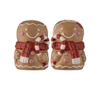 Price & Kensington Gingerbread Ceramic Salt & Pepper Set | Adorable hand-painted gingerbread salt and pepper set with candy cane heart detail, perfect for Christmas gifting