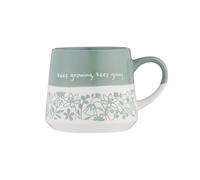 Price & Kensington ‘Keep Growing, Keep Going’ Mug, 450ml Stoneware Mug, Sage Green Floral Design with Inspirational Slogan, Oversized Tea & Coffee Mug, Microwave & Dishwasher Safe