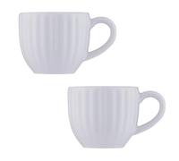 Price & Kensington Luxe Espresso Cups Set of 2, 85ml White Stoneware, Fluted Design, Heat-Retaining Espresso Mugs Presented in Gift Box