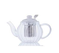 Price & Kensington Luxe Glass Teapot with Stainless Steel Infuser 500ml | Fluted Embossed Glass Teapot with White Ceramic Lid | Non-Drip Spout, Ergonomic Handle & Gift Box