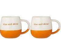 Price & Kensington Stoneware Coffee Mug Latte Tea Cup Choco Rise and Shine Hot Chocolate Beverages 340ml (Pack of 2)