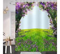 Price Pixel Bathroom Shower Curtain - Anti Mould Mildew Resistant Curtains 183x183 cm | 3D&Plain Solid Polyester Fabric Shower Curtain | Wetroom Bath Curtain Waterproof 12 Hooks (Meadow Fields)