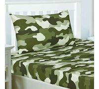 Price Right Home Army Camouflage Green Kids/Teens Bedroom Range - Duvet Cover Set, Fitted Sheet Set & Curtains Available (Single Fitted Sheet Set)