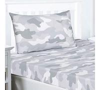 Price Right Home Army Camouflage Grey Kids/Teens Bedroom Range - Duvet Cover Set, Fitted Sheet Set & Curtains Available (Single Fitted Sheet Set)
