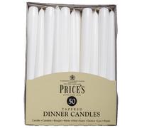 Price`s Candles Tapered Dinner Candle Pack of 50 - White