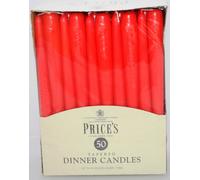 PRICE`S TAPERED DINNER CANDLES 25cm 50 Pack Non Dripping Ivory,Red,White,Green
