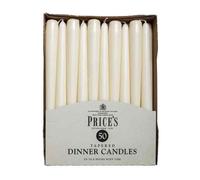 PRICE`S TAPERED DINNER CANDLES 50 Pack Overdipped With Classic wax Everyday Use
