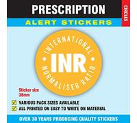 PRICE STICKERS 1000 Prescription Alert Sticker Roll, (Yellow INR) 38mm Round Adhesive Labels, Easy-to-Read Small Label Stickers for Prescription Bottles, Healthcare Clinic Supplies