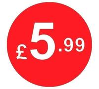 Price Stickers - 20mm Pack of 200 Round Red Labels From 99p to £10 (£5.99) Coloured Stick On Price Labels Stickers Removable Self Adhesive Pricing Sticker Paper Easy Peel Sticky Label Paper for Retail