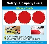 Price Stickers Notary Seal Bright Red Round Stickers, 50mm, Pack of 100