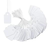 Price Tags, 500PCS Hang Strung Labels Tags with String 13 x 23mm Small Gift Price White Strung Tag for Display Jewelry Clothes Clothing Rings Prices