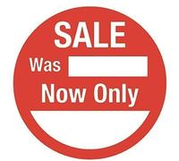 Price Tags for Display - Sale Stickers Circular Price Labels Sticker Pack of 500 Sale was Now Only - 30mm Bright Red Price Tags, Label Stickers for Products and Shop Display by Price Stickers