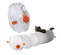 PricekingX Large Foldable Play Tunnel Tube for Cats Fun Pet Toy with Ball Set for Kittens - Interactive & Entertaining- Durable & Portable Cat Activity Tunnel for Indoor Playtime 128x25 cm
