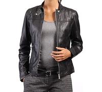 PriceRight Women's Lambskin Leather Jacket | Black Leather Jacket | Handmade Leather Jacket | Women Biker Jackets (M, Black)