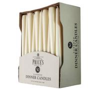 Price's 50 Unwrapped Tapered Wedding Dinner Candles - 8hr Burn Time Ivory