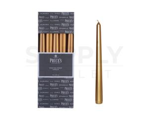 Price's Candles 10 Pack Gold Venetian 10" Candle Handmade Burns Upto 7 Hours