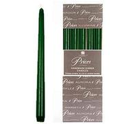 Price's Candles - 10" Venetian Wrapped Dinner Candles - Evergreen - 10 Pack - 7 Hour Burn Time - Unscented - Non-Drip - Solid Colour - Multi-Purpose