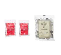Price's Candles 2 x 50 Pack Sentinel Range 8 Hour Tealights Bags & Prices Patent Candles White Tealights Bag, Pack of 50, Wax, l x 3.8cm w x 1.8cm h,