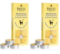 Price's Candles Household Pet 10 Scented Tealights Odour Eliminating Tea Light Candles with Citrus Fragrance for Home Freshness Relaxation and Everyday Use (Pack of 2)
