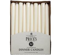 Price's Candles Ivory Tapered Dinner Candles Pack of 50 Unscented Long Burning