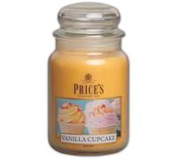 Price's Candles Large Vanilla Cupcake Jar Candle Long Burning Sweet Dessert Scented Wax Candle Glass Home Fragrance Bakery Style Ambient Décor