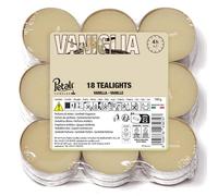Price's Candles Petali Range Vanilla Pack of 18 Scented Tea Lights Long Burning Tealight Candles with 4 Hour Burn Time for Home Décor Events and Gifting