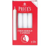 Price's Candles Prices Pack Of 5 Household White Candles 5 Hour Burning Time X 1