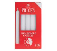 Price's Candles Prices Pack Of 5 Household White Candles 5 Hour Burning Time X 1
