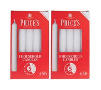 Price's Candles Prices Pack Of 5 Household White Candles 5 Hour Burning Time X 2