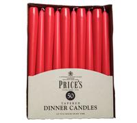 Price's Candles Red Dinner Candles Pack of 50