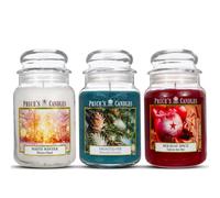 Price's Candles Set of 3 Large Jar Candles Frosted Fir Holiday Spice White Winter Long Burning Scented Wax Candle Gift Set 450 Hour Burn Home Seasonal Fragrance