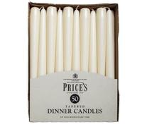 Price's Candles Tapered Dinner Candle Unwrapped Pack of 50 Ivory