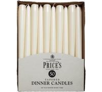 Price'S Candles - Tapered Dinner Candles - Pack of 50 - Ivory - Dripless - Unsce